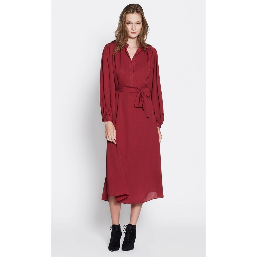 NWT Equipment Francois Silk Midi Dress Pinot Noir Wine Red Size Small $428